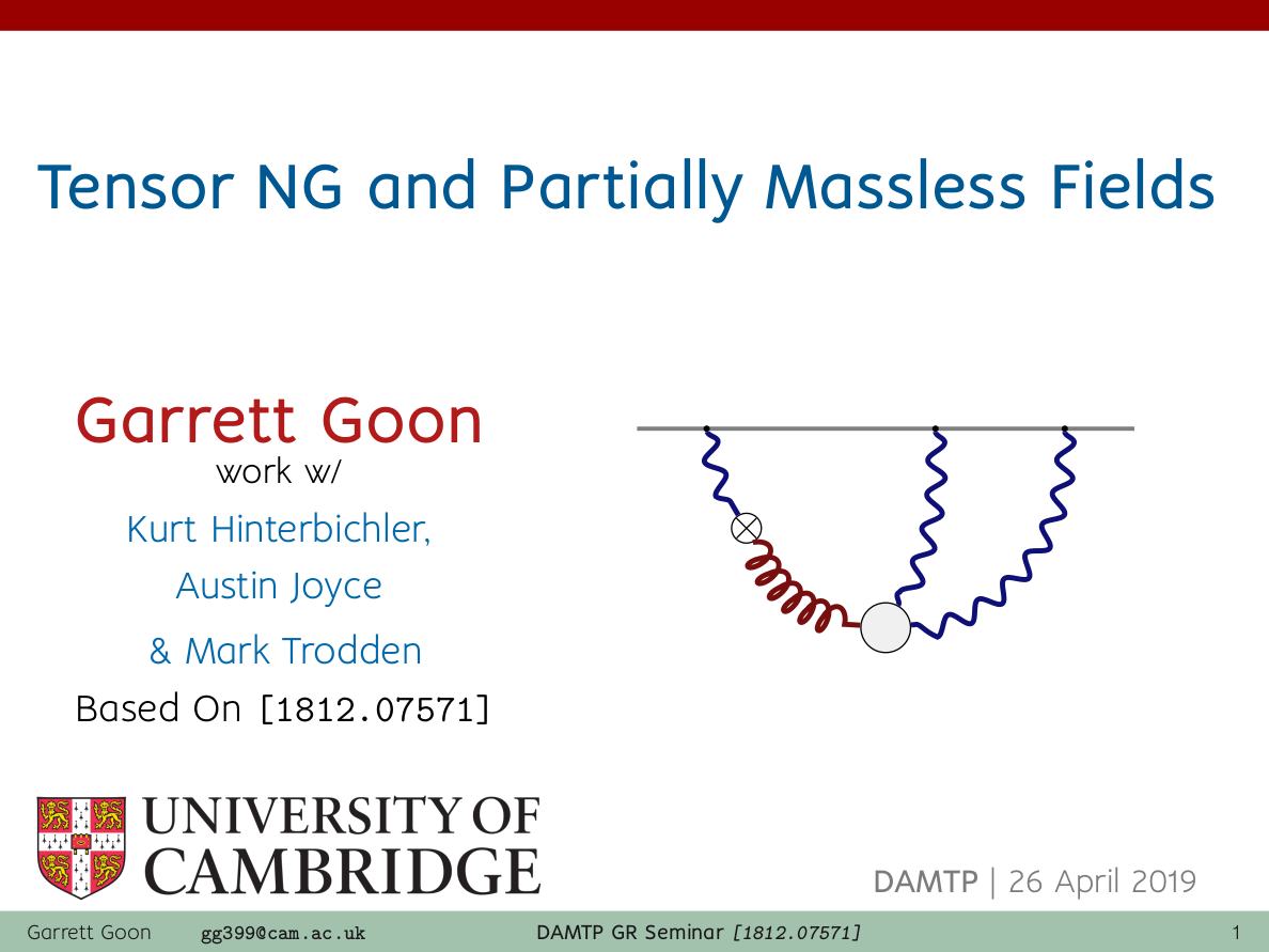 Title slide for DAMTP 2019 seminar